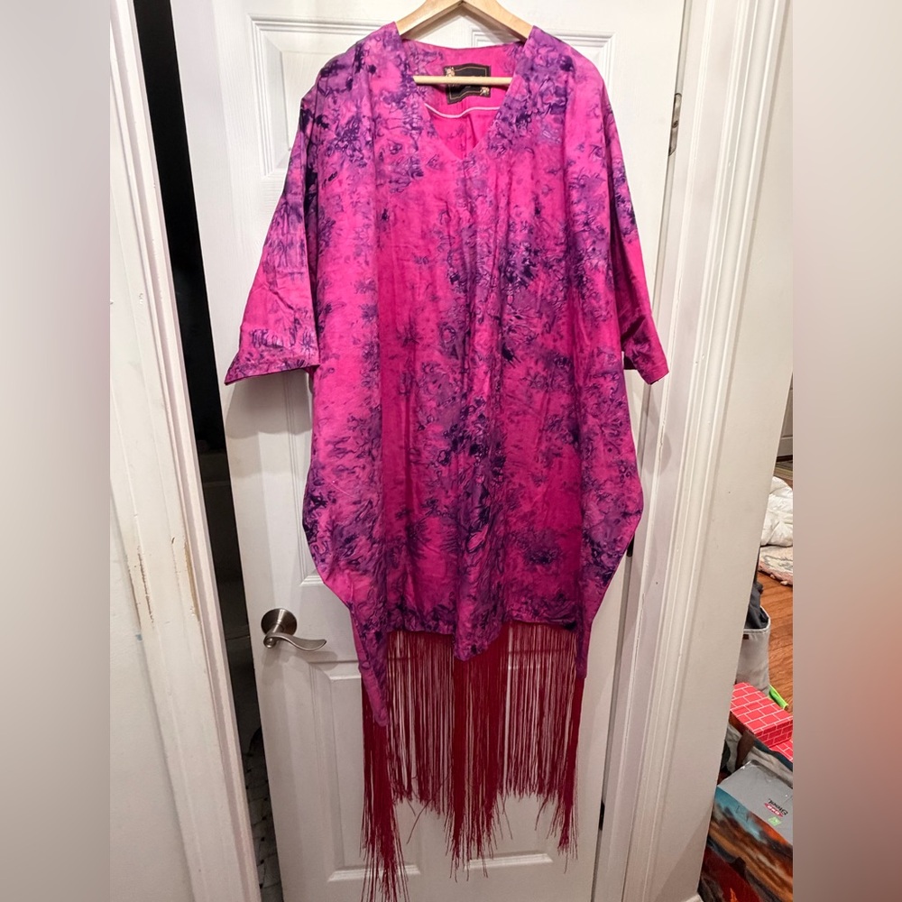 Pink and Tie-Dye plus size Fringe kaftan . Limited edition